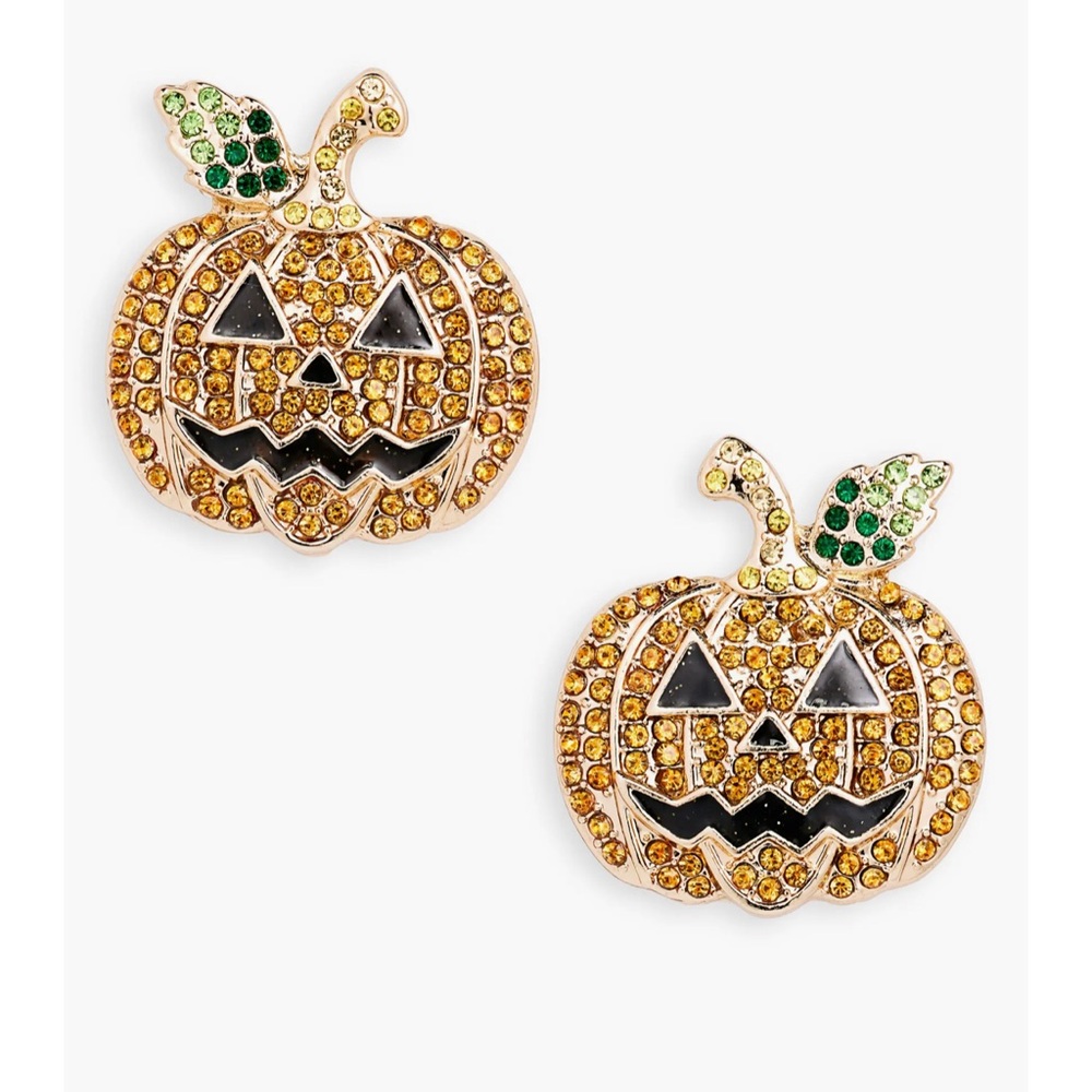 Baublebar Pavé Crystal Pumpkin Orange Statement Stud Earrings